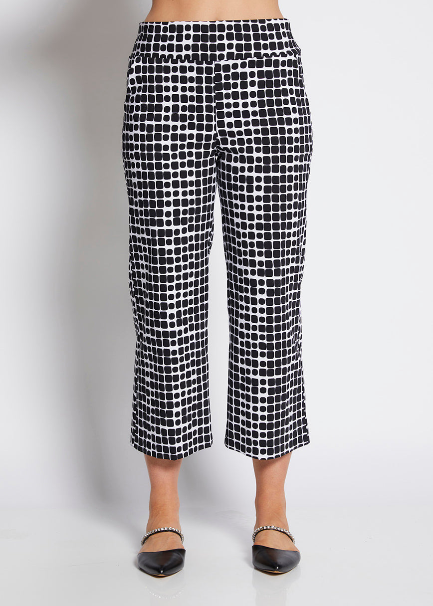 Ticket printed bengaline culottes in Stark Black print