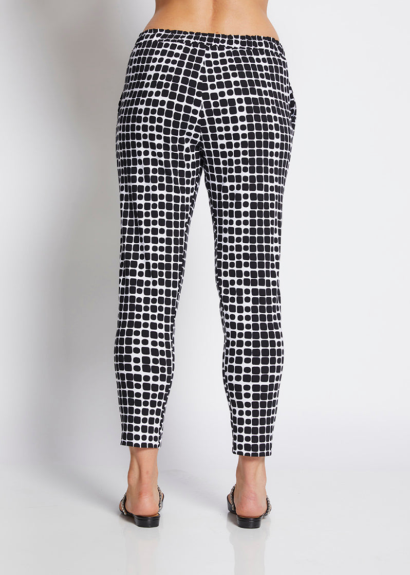 Weekend printed bengaline drawstring pants - Stark black, made in Australia