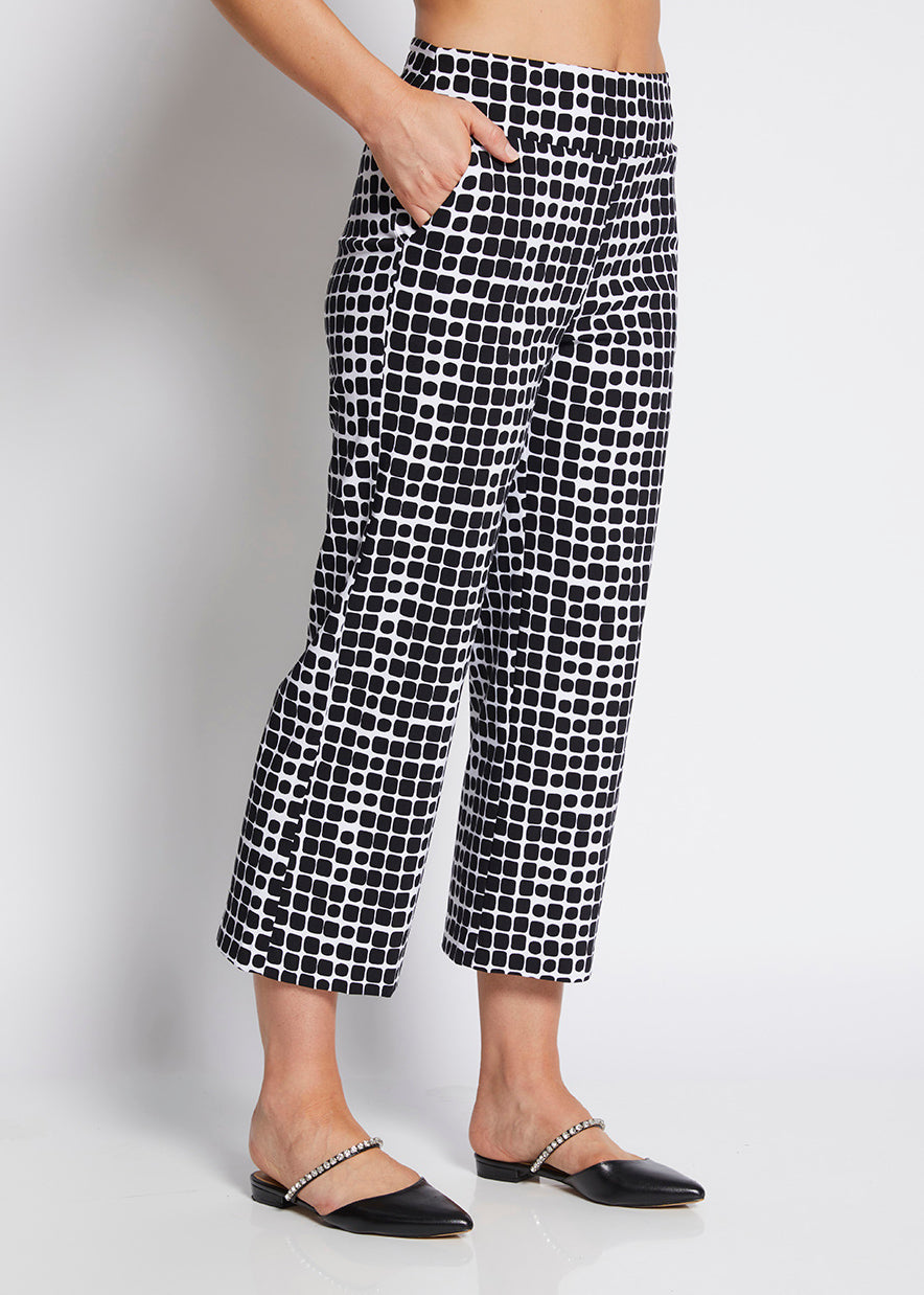 Ticket printed bengaline culottes in Stark Black print