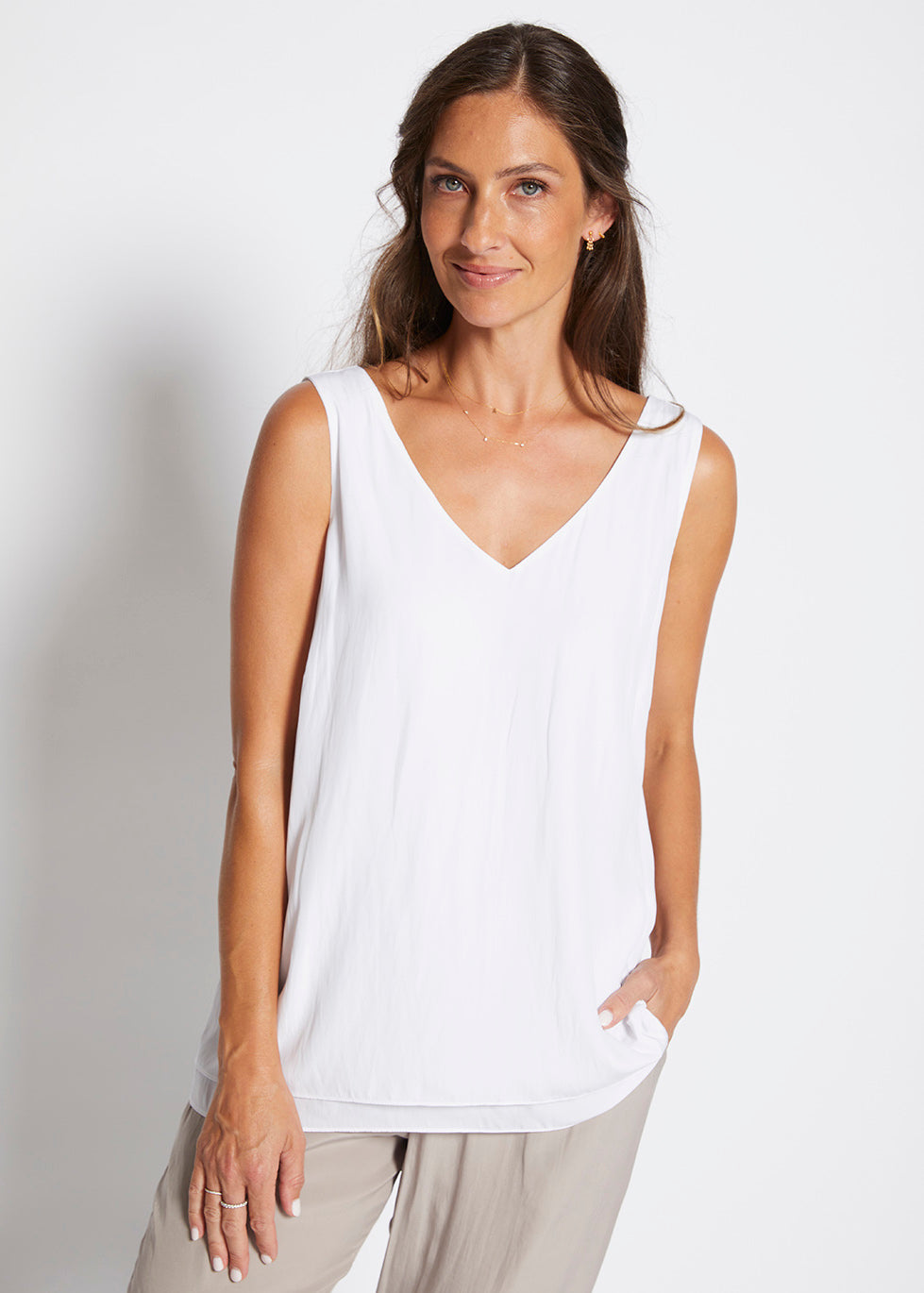 Philosophy Australia Darty Lustre layered tank - white, made in Australia