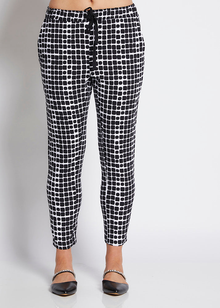 Weekend printed bengaline drawstring pants - Stark black, made in Australia