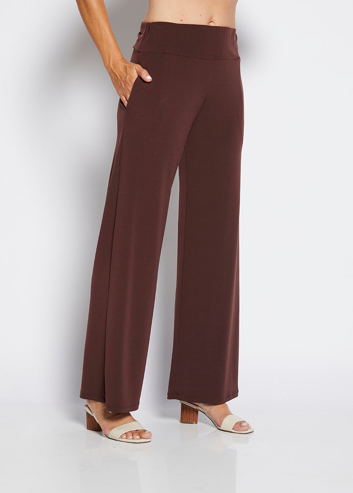 Philosophy Australia Paltrow jersey wide leg pant - chocolate, made in Australia