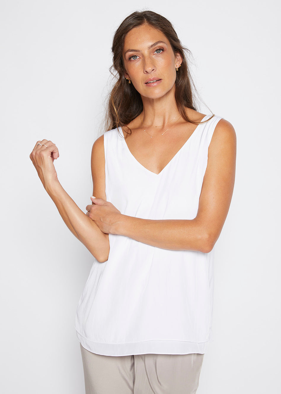 Philosophy Australia Darty Lustre layered tank - white, made in Australia