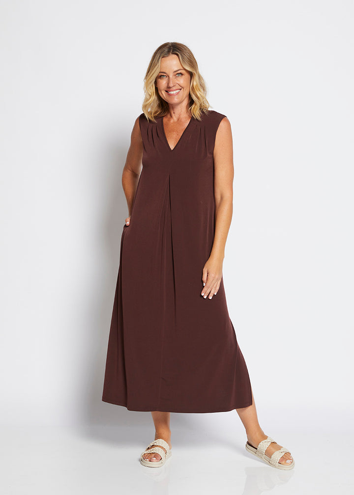 Philosophy Australia Divine jersey V neck maxi dress - black, made in Australia