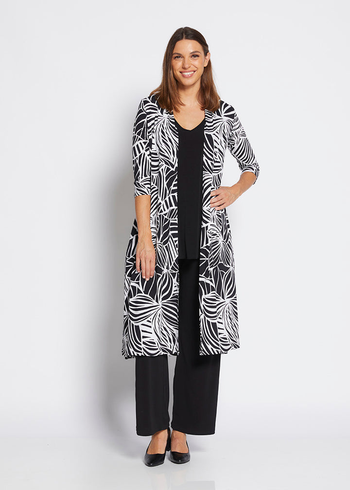 Philosophy Australia Neo jersey longline cardi in Palm print, made in Australia