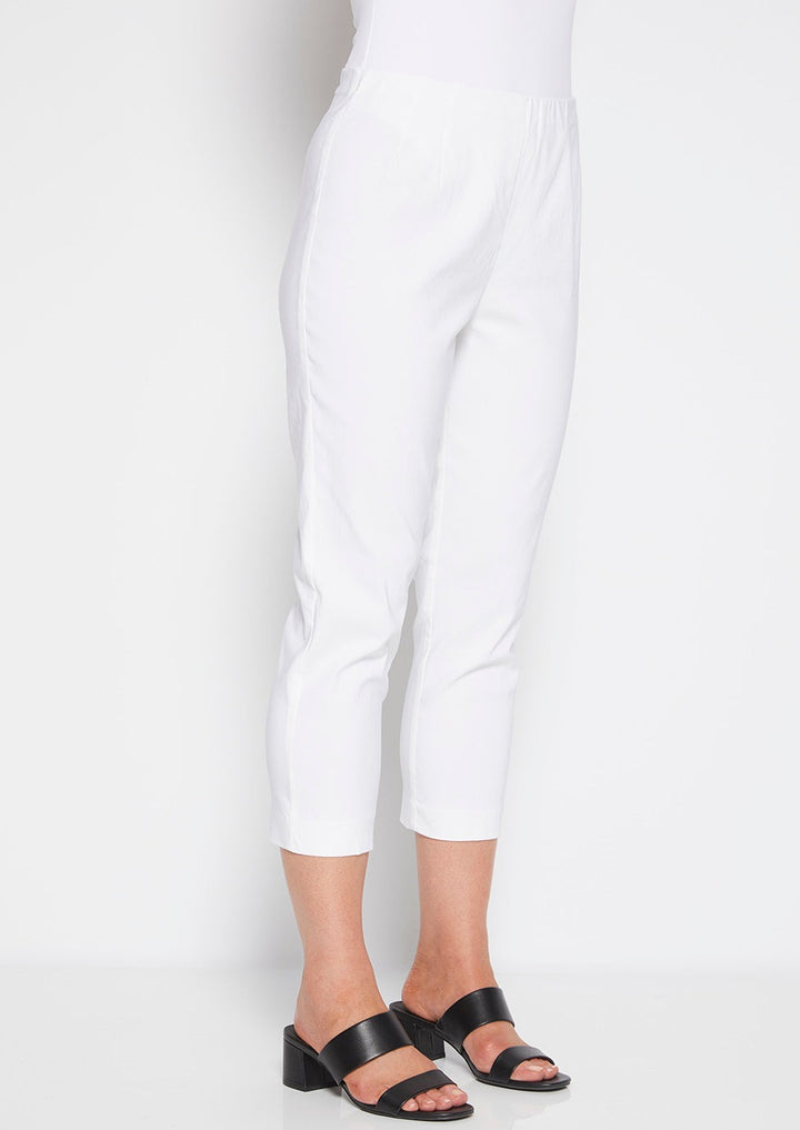 Adora Miracle Bengaline Women's 3/4 length slim fit pants in white.