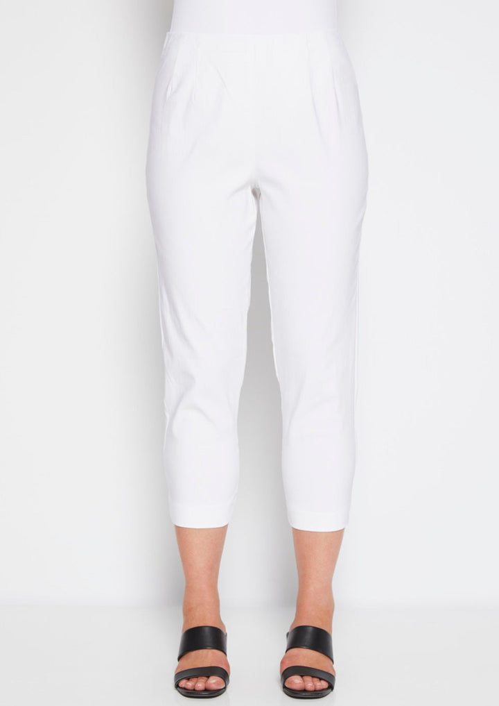 Adora Miracle Bengaline Women's 3/4 length slim fit pants in white.