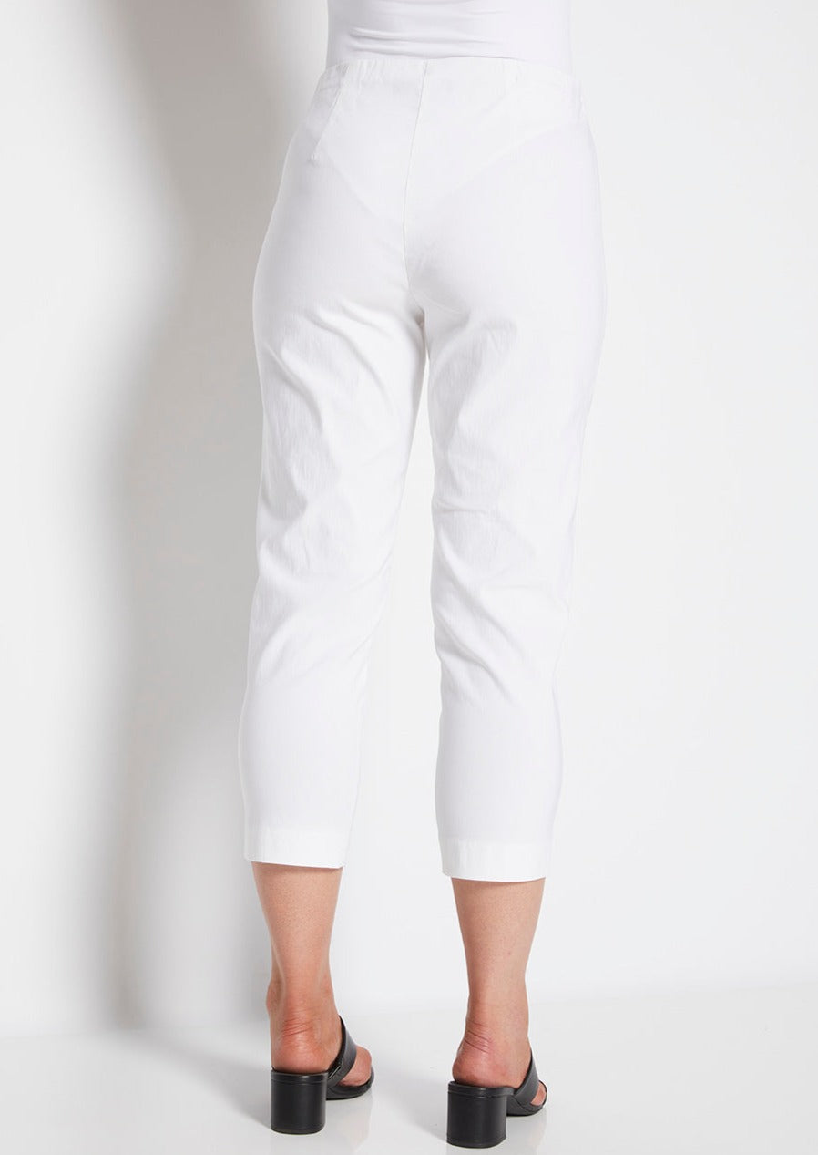 Adora Miracle Bengaline Women's 3/4 length slim fit pants in white.