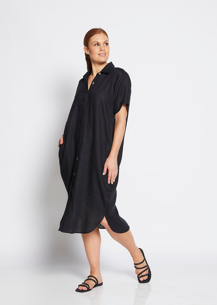 Philosophy Australia Beyah Linen Dress in Black