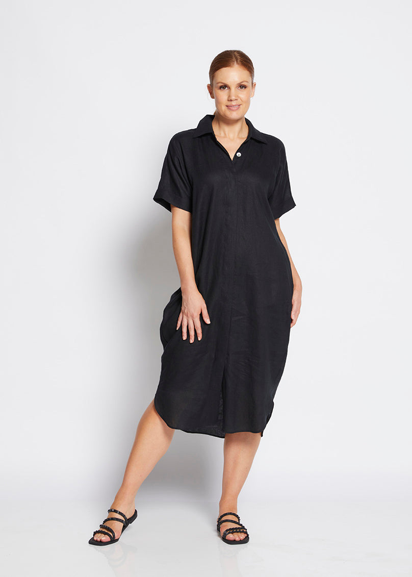 Philosophy Australia Beyah Linen Dress in Black