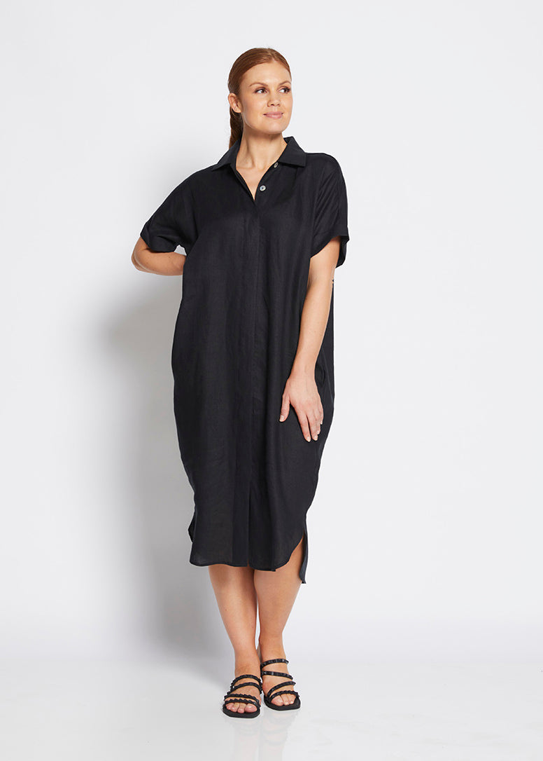 Philosophy Australia Beyah Linen Dress in Black