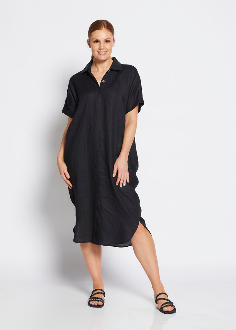 Philosophy Australia Beyah Linen Dress in Black