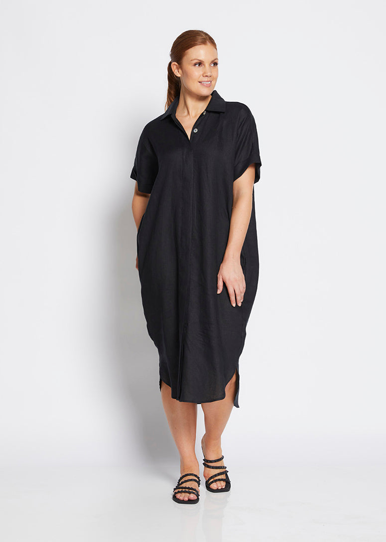 Philosophy Australia Beyah Linen Dress in Black