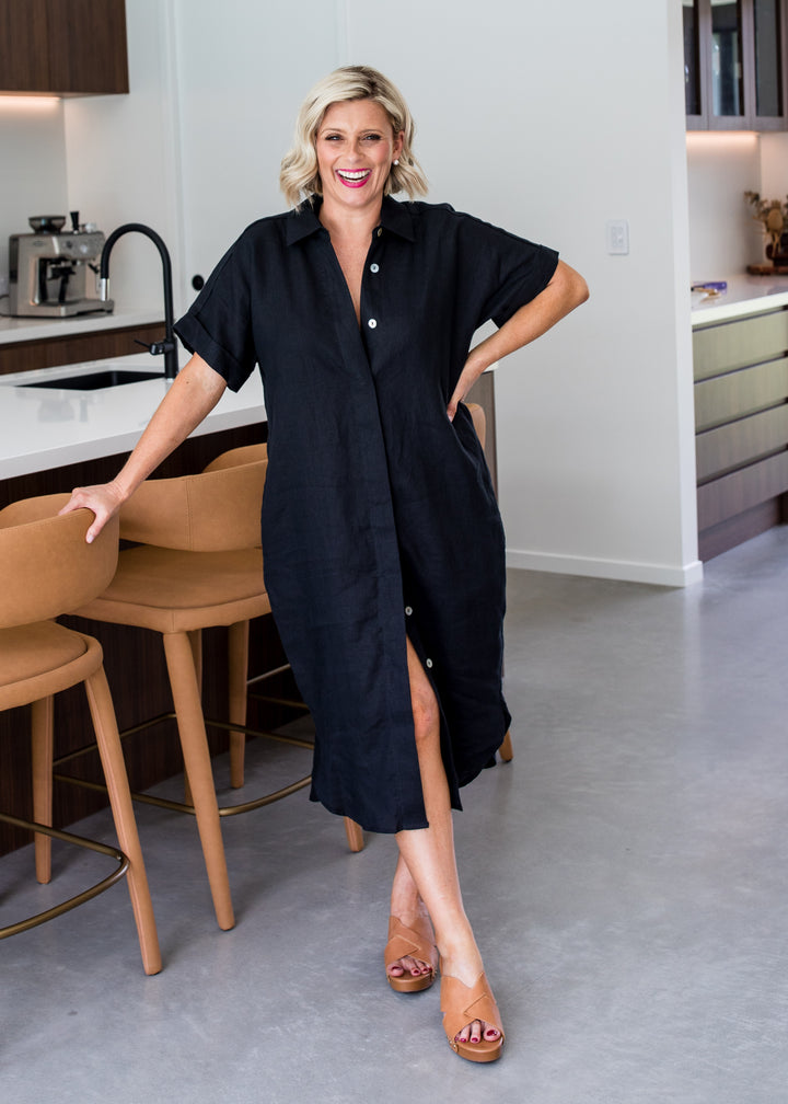 Philosophy Australia Beyah Linen Dress in Black