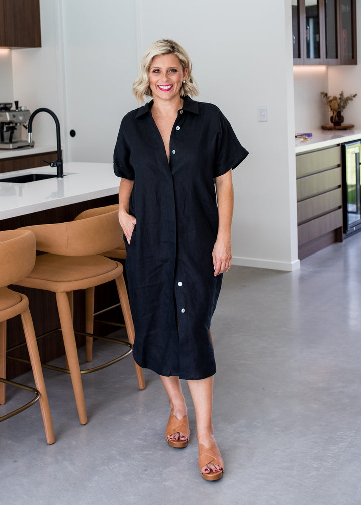 Philosophy Australia Beyah Linen Dress in Black