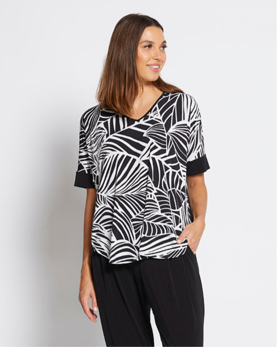 Philosophy Australia Harriet jersey tee top in Palm print, made in Australia