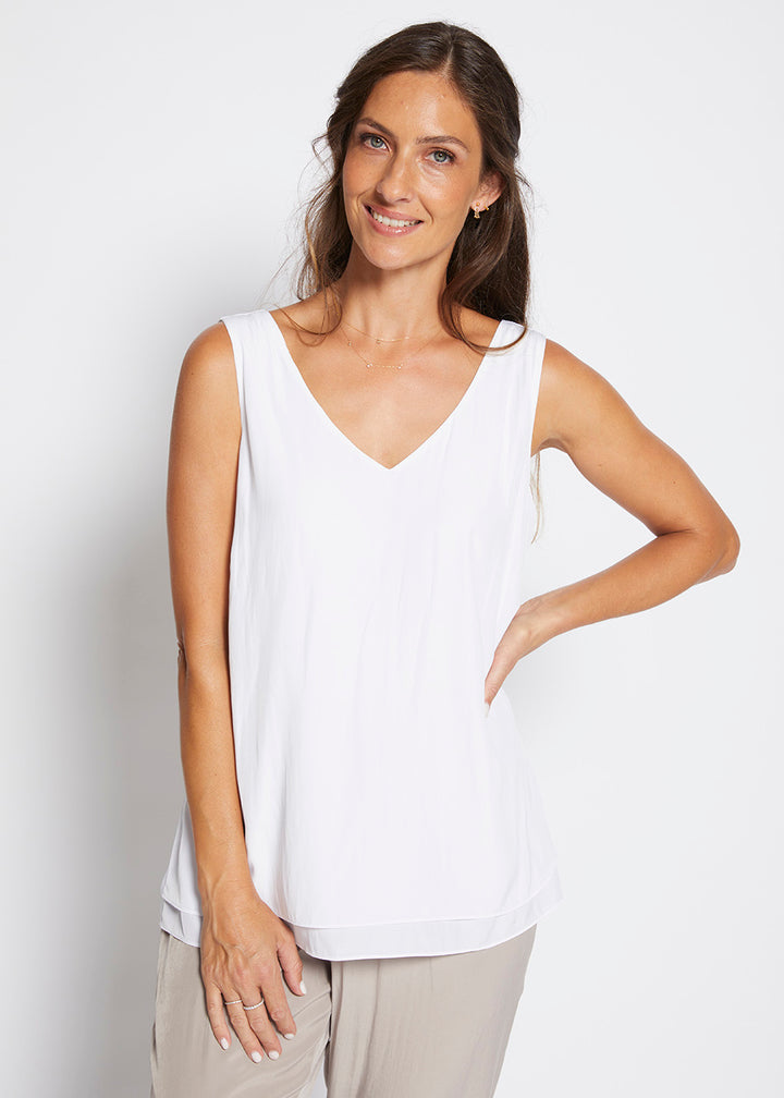 Philosophy Australia Darty Lustre layered tank in white, made in Australia