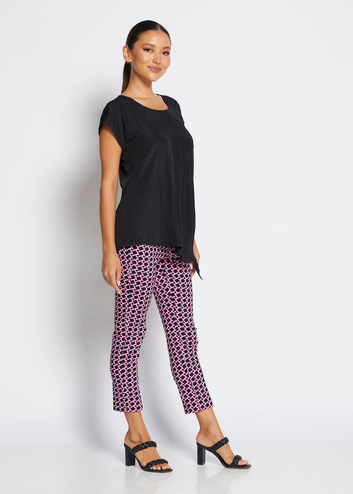 Easy printed bengaline 7/8 pant in Pink Lattice