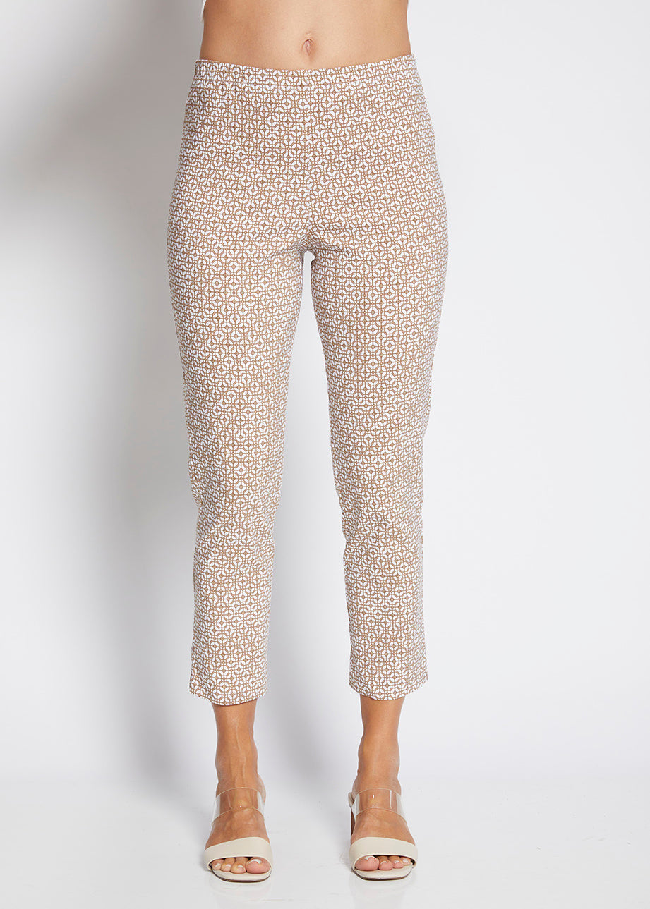 Philosophy Australia Easy bengaline 7/8 women's pants in praline tile print, made in Australia