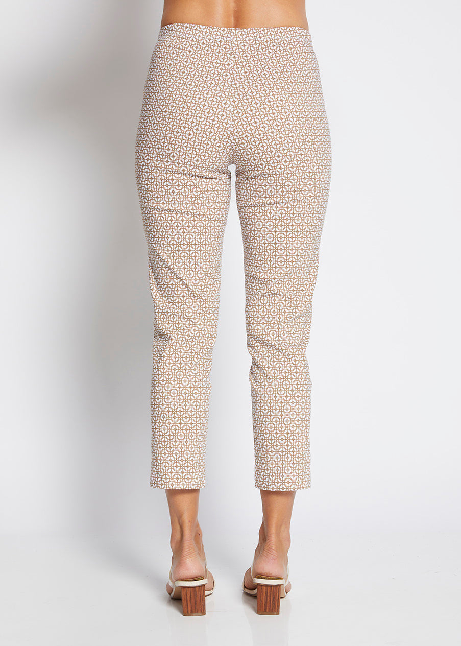 Philosophy Australia Easy bengaline 7/8 women's pants in praline tile print, made in Australia