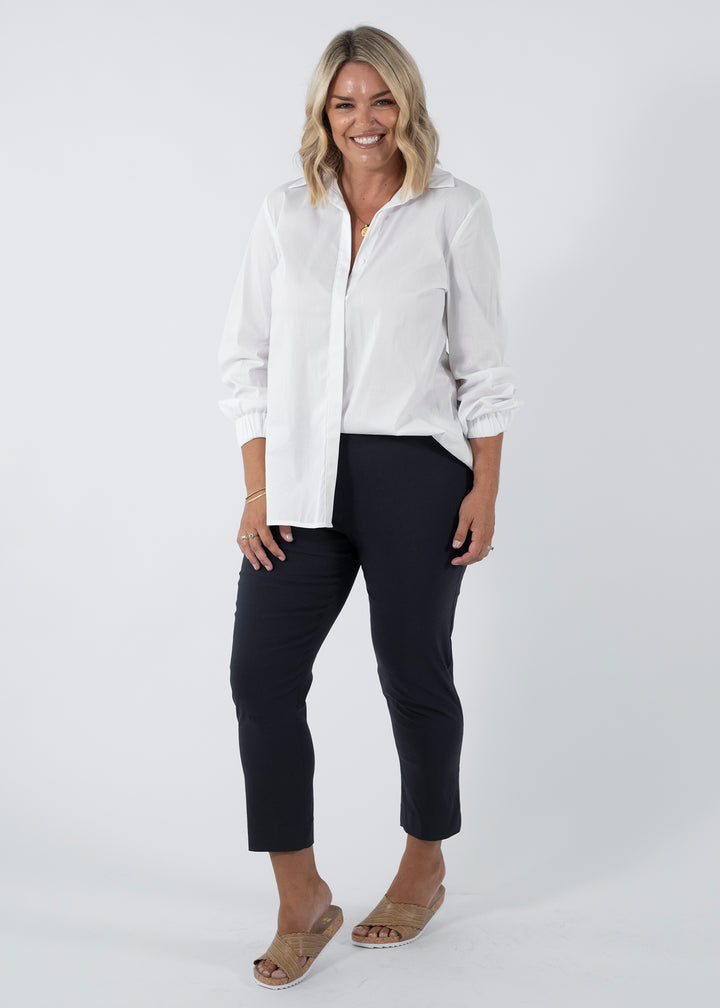 Everyday Miracle Bengaline Women's 7/8th length slim-cut pants in french navy.