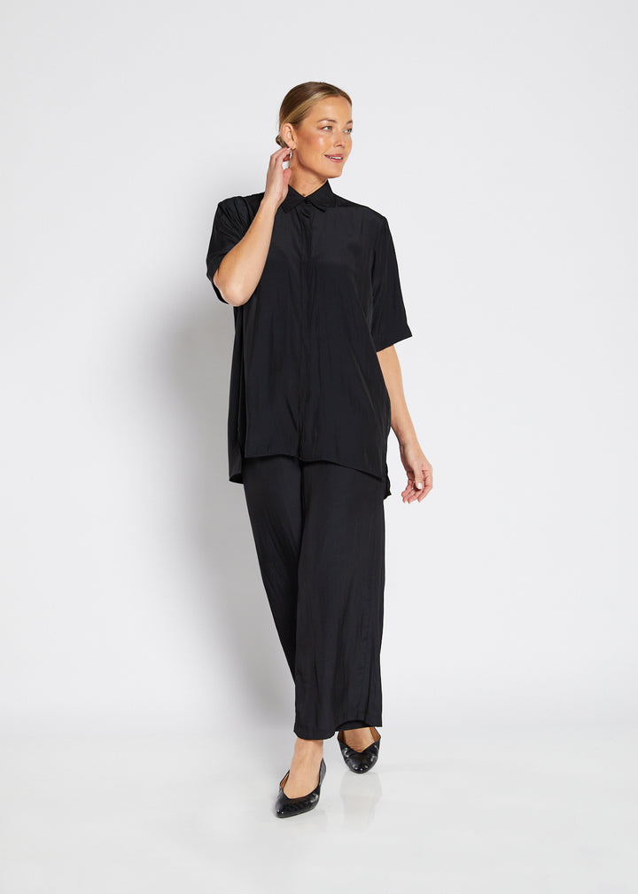 Falvey Lustre Shirt in Black, made by philosophy Australia