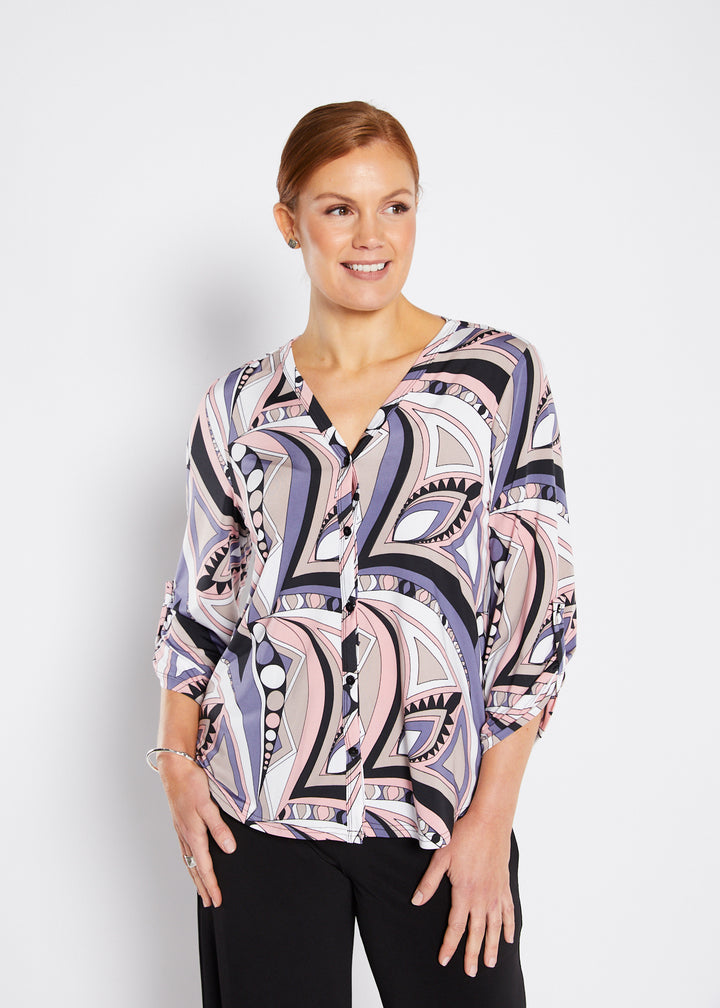 Philosophy Australia Fisher jersey blouse in Porter print, made in Australia