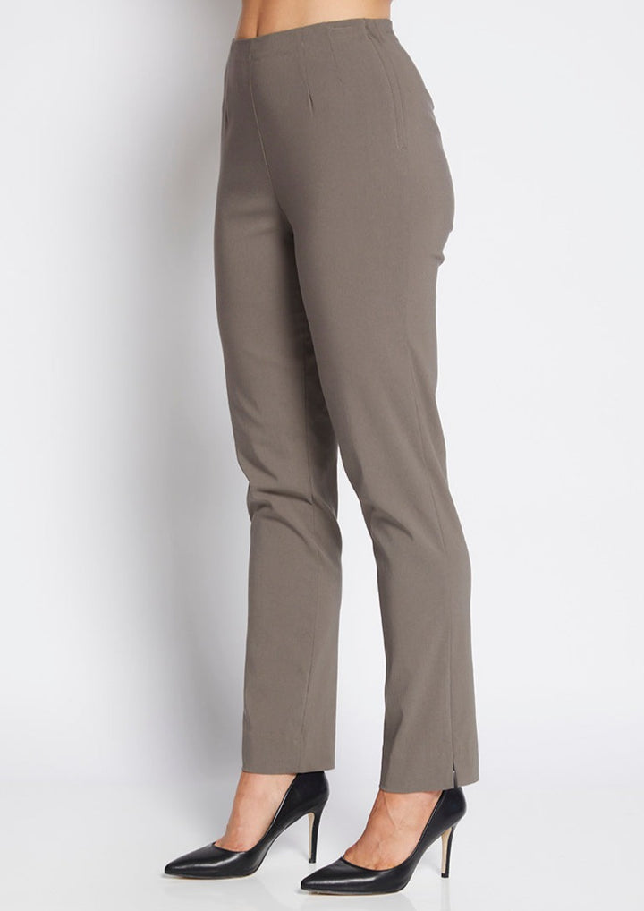 Gem Miracle Bengaline women's full-length straight-cut pants in bark neutral.