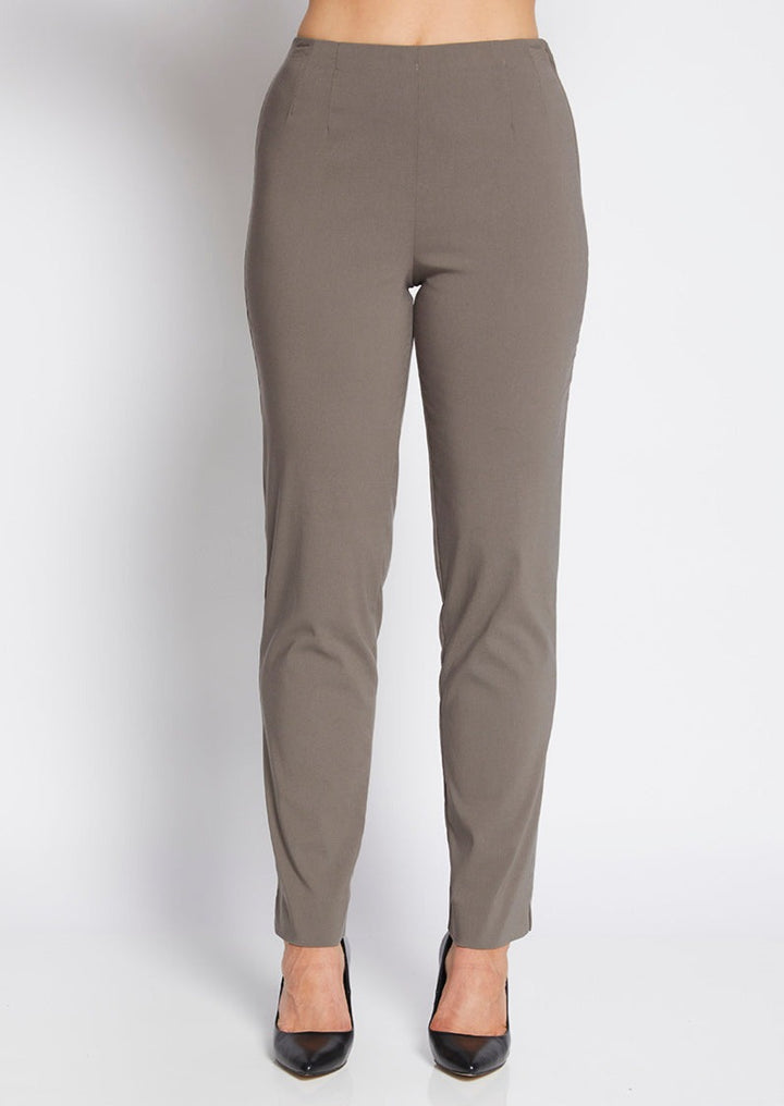 Gem Miracle Bengaline women's full-length straight-cut pants in bark neutral.