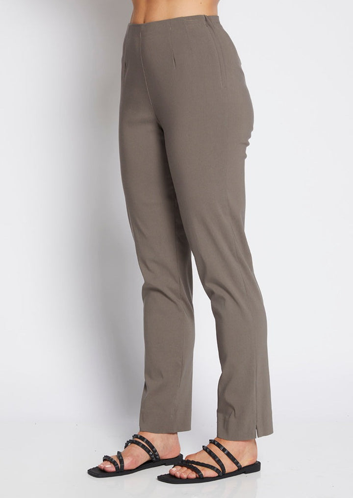 Gem Miracle Bengaline women's full-length straight-cut pants in bark neutral.