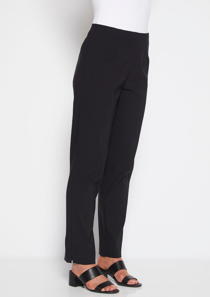 Gem Miracle Bengaline women's full-length straight-cut pants in black.