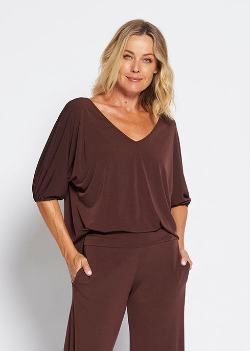 Great jersey tee top in Chocolate