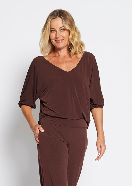 Great jersey tee top in Chocolate