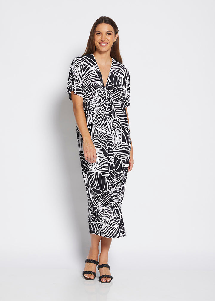 Philosophy Australia Jagger jersey gathered dress in Palm print, made in Australia