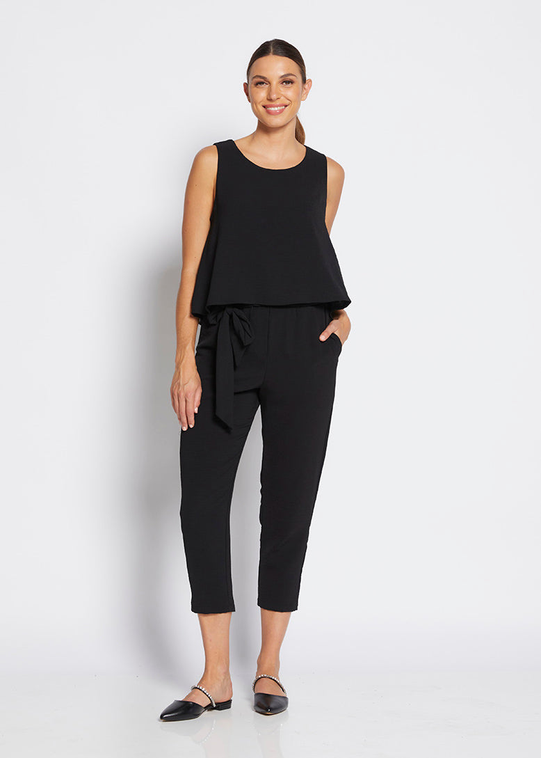 Philosophy Australia Women's Kenzie Resort Tapered-Leg Black Pants with Belt - Made in Australia