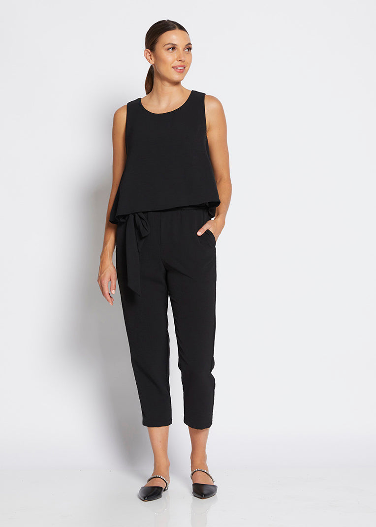 Philosophy Australia Women's Kenzie Resort Tapered-Leg Black Pants with Belt - Made in Australia