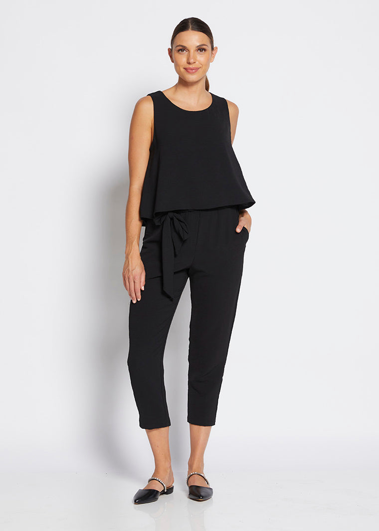 Philosophy Australia Women's Kenzie Resort Tapered-Leg Black Pants with Belt - Made in Australia