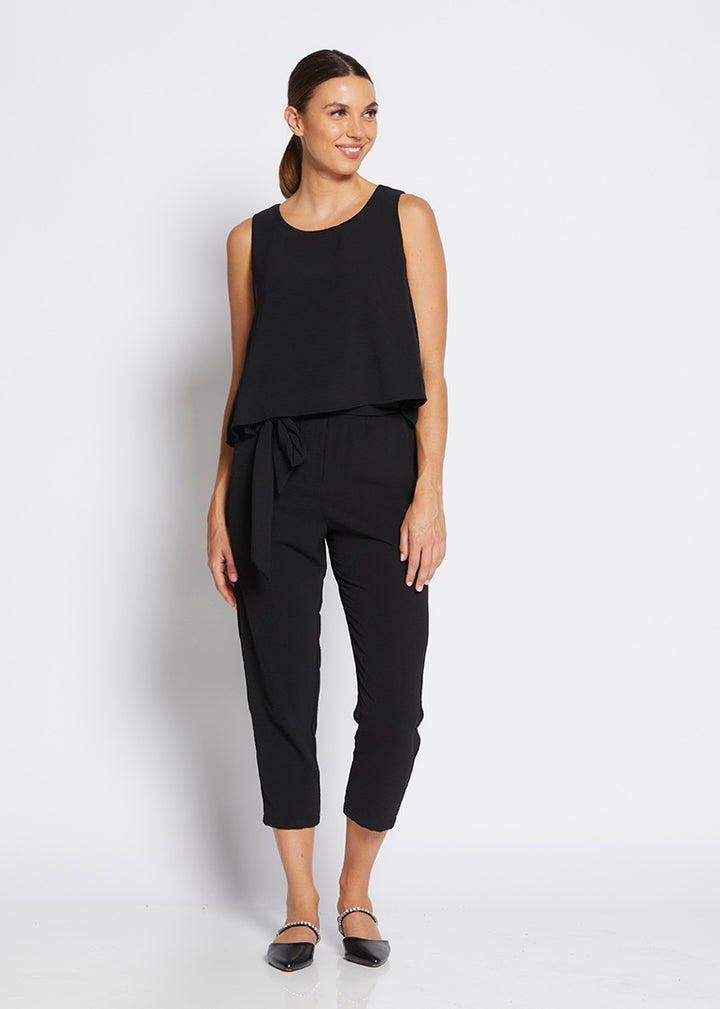 Philosophy Australia Women's Kenzie Resort Tapered-Leg Black Pants with Belt - Made in Australia