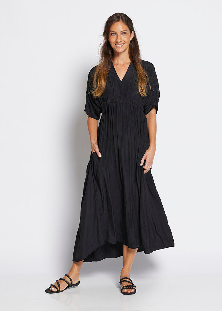 Misty Lustre kaftan dress in Black