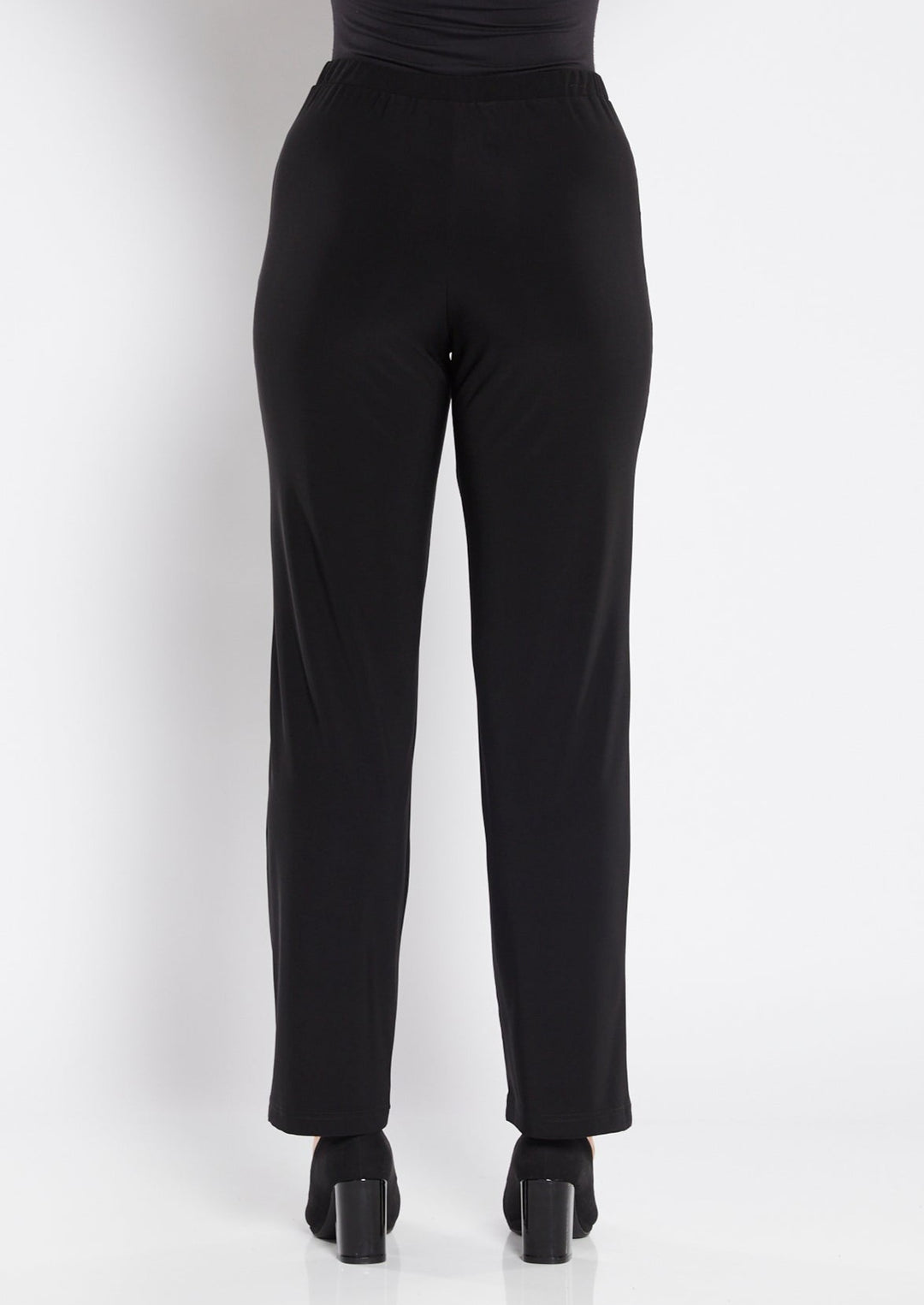 Linear Jersey Women's full length straight leg pants in black.