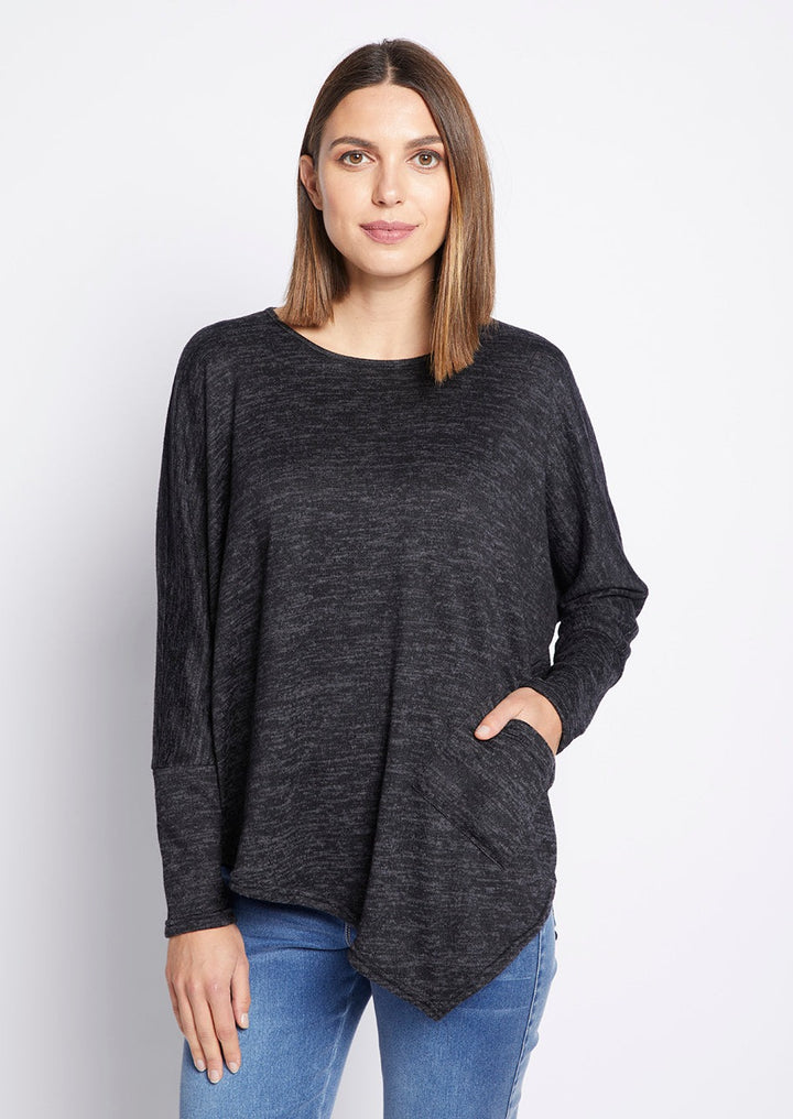 Trippy Asymmetric Knit in Charcoal