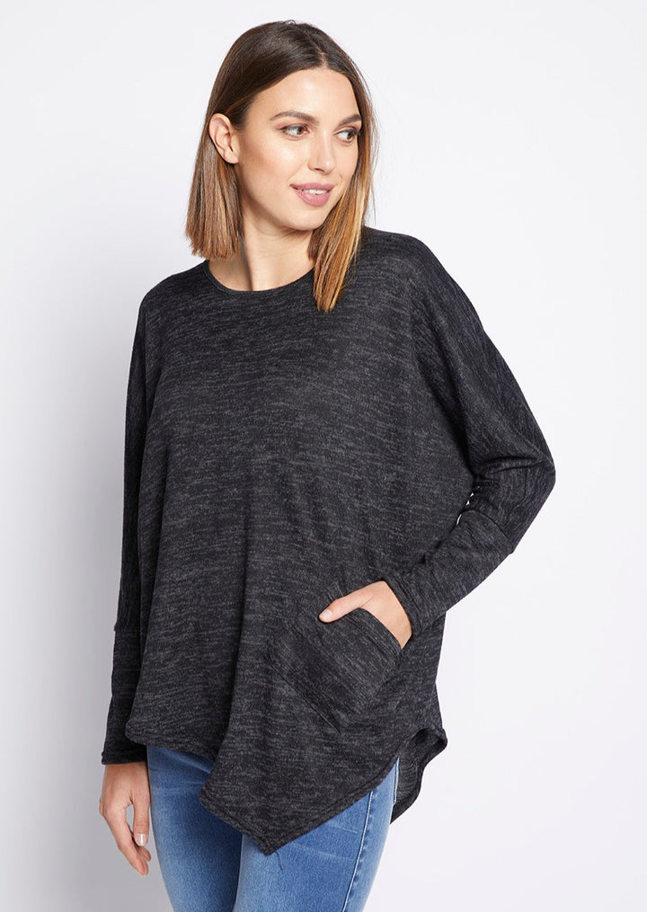 Trippy Asymmetric Knit in Charcoal