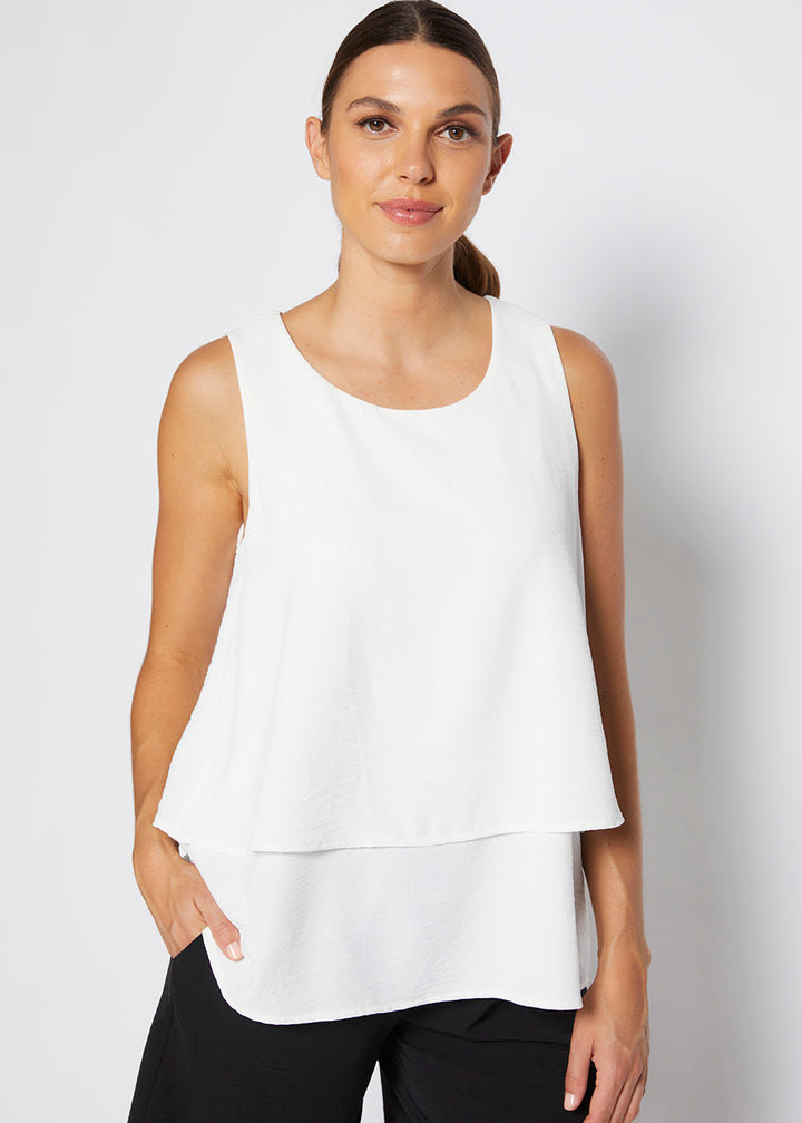 Philosophy Australia Magic layer  Women's top in off-white, made in Australia