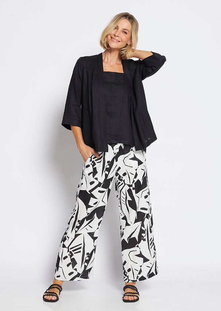 Philosophy Australia Maisie Linen Pant in Black Jungle Print 