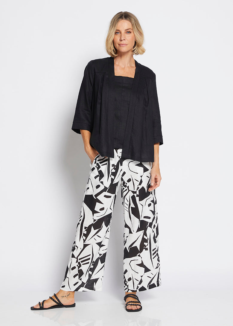 Philosophy Australia Maisie Linen Pant in Black Jungle Print 