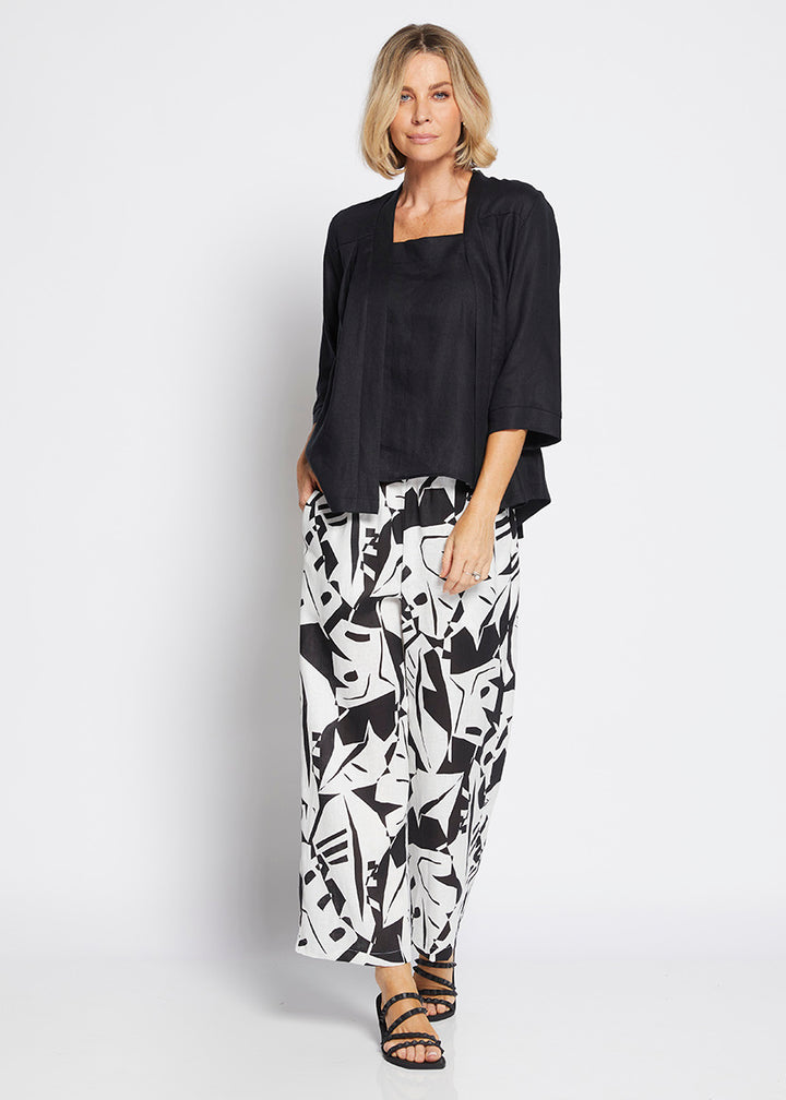 Philosophy Australia Maisie Linen Pant in Black Jungle Print 