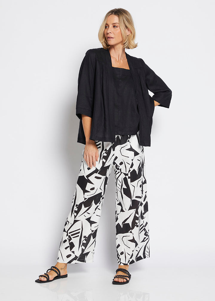 Philosophy Australia Maisie Linen Pant in Black Jungle Print 