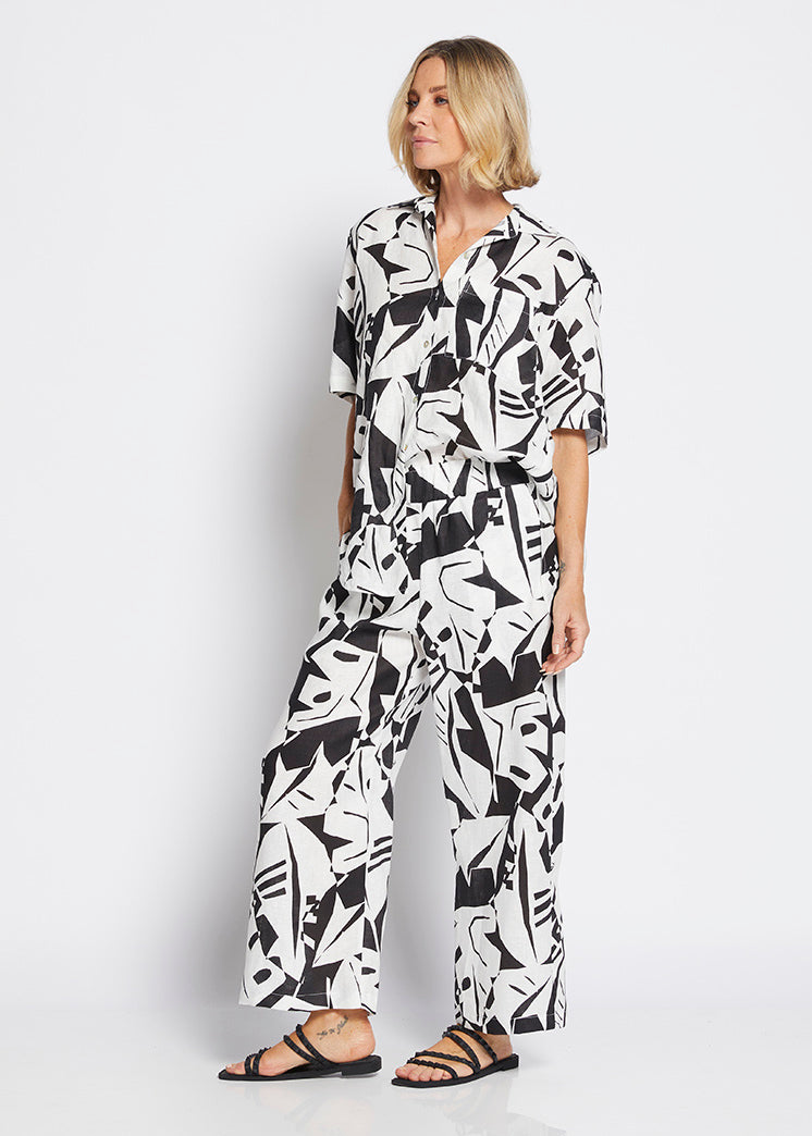 Philosophy Australia Maisie Linen Pant in Black Jungle Print 