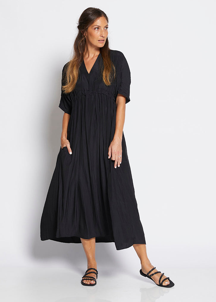 Misty Lustre kaftan dress in Black