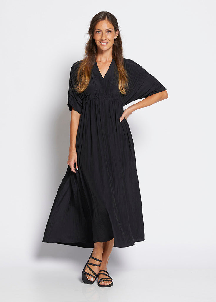 Misty Lustre kaftan dress in Black